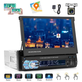 

1 Din Car Radio Multimedia Player GPS Navigation Support Rear View Camera 7 inch FM Bluetooth USB SD AUX-in Mirror Link mp4 mp5