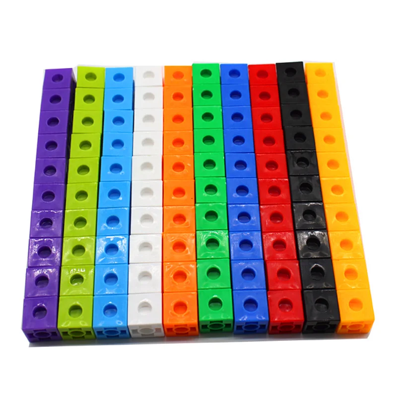 100pcs 10colors Multilink Linking Counting Cubes Snap Blocks Teaching Math Aids Manipulative Kids Early Education DIY Toy