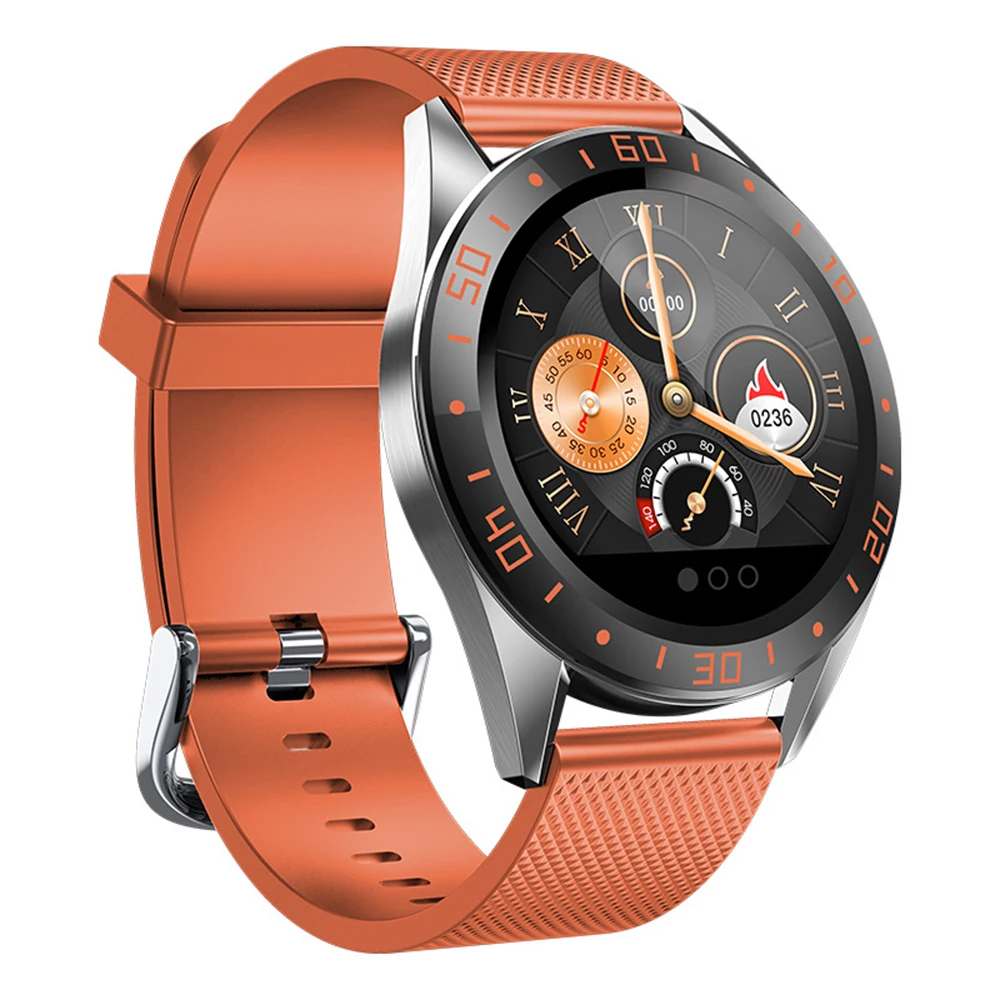 GEJIAN Смарт часы для мужчин и женщин Новая мода 1,22 полноцветный экран Bluetooth водонепроницаемые спортивные Смарт часы relogio inteligente - Цвет: Оранжевый