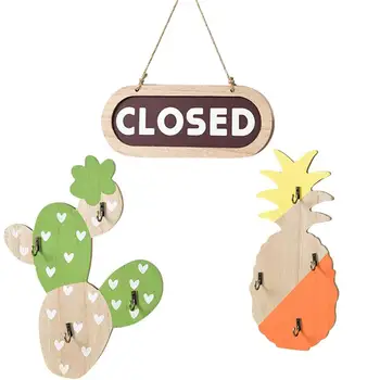 

3 Pcs Creative Wooden Cactus Pineapple Hanging Ornament Crafts Household Hotel Mural Decoration for Home Room