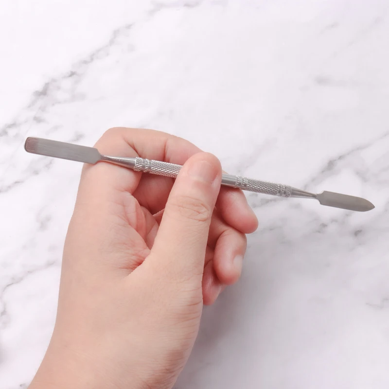 NEW style Stainless steel Cuticle Pusher Nail Art Stirring Polish Powder Blend Spatulas Tone Rods Manicure Remover Makeup Tools 4