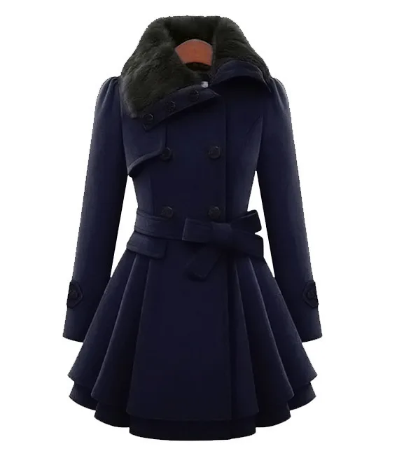 Женское приталенное шерстяное пальто средней длины двубортное шерстяное Женское пальто длинное пальто женская зимняя одежда