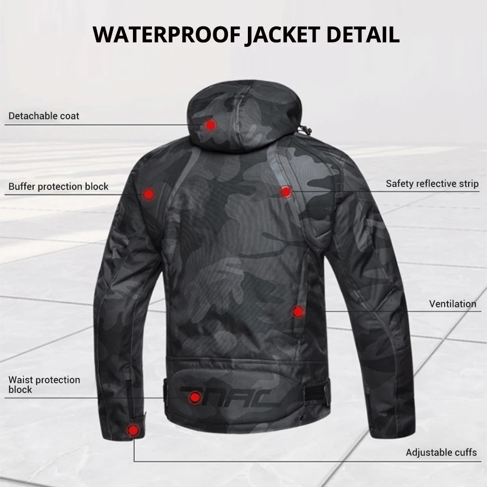 Motocross Motorcycle Jacket Chaqueta Moto Gear Reflective Waterproof Riding Hood Moto Jacket Protective Motorcycle Armor