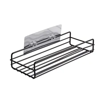 

Iron Kitchen Bathroom Shower Shelf Storage Suction Basket Caddy Rack Simple 67JB