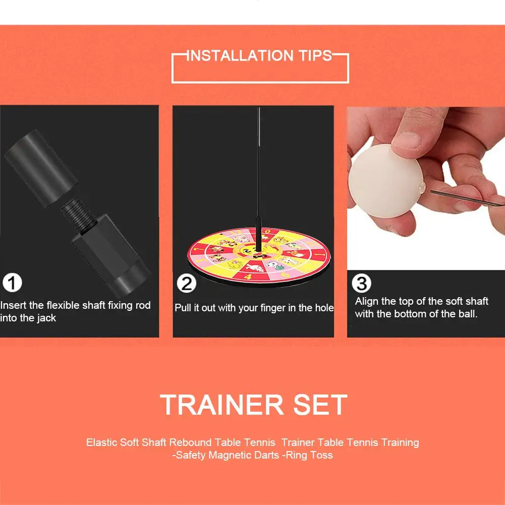 Multifunctional Detachable Table Tennis Trainer Safe Magnetic Dart Elastic Soft Shaft Rebound Table Tennis Training