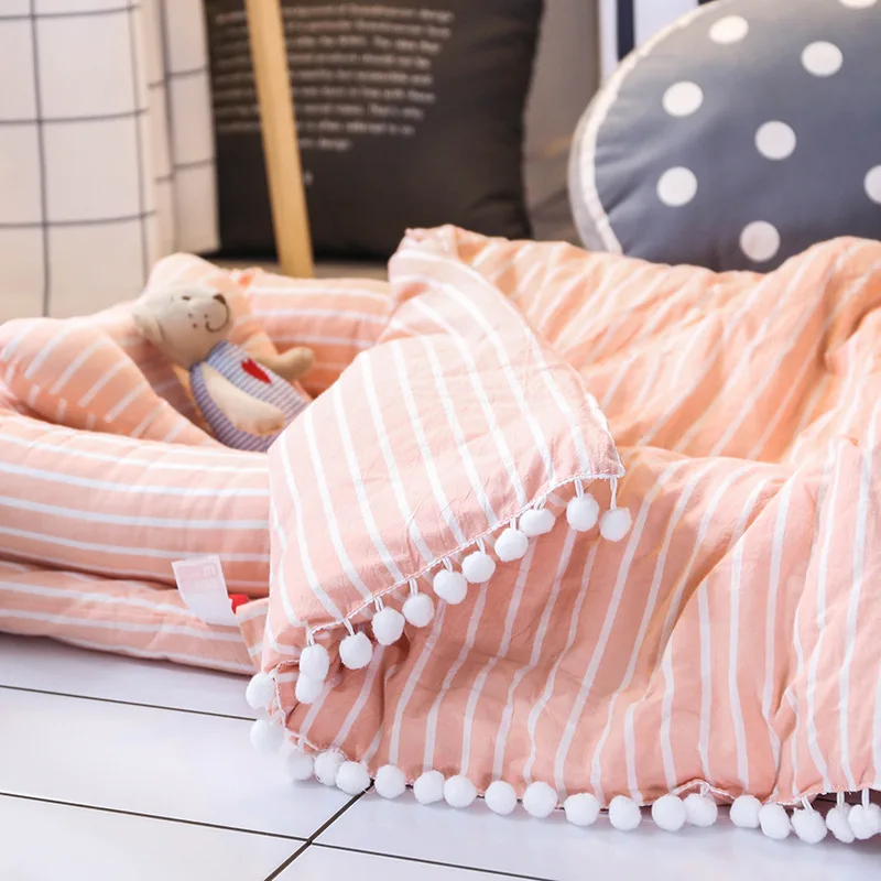 Переносная детская кроватка для новорожденных, мягкая хлопковая складная дорожная кровать для малышей, Детская переносная кроватка, детская кровать-гнездо, подушка для колыбели, одеяло