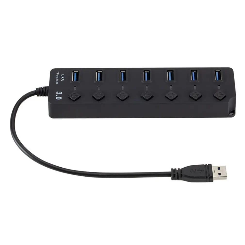 7 портов USB 3,0 концентратор 5 Гбит/с Высокая скорость включения выключения планшета передачи данных с кнопкой питания адаптер для ПК ноутбука