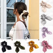 

New Chiffon Bowknot Elastic Hair Bands For Women Girls Solid Color Scrunchies Headband Hair Ties Ponytail Holder Hair Accessorie