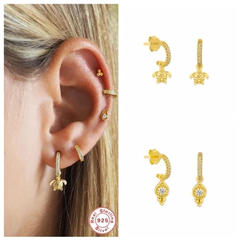 

Genuine S925 Sterling Silver Luxury Cute Animal Tortoise Shape Stud Earrings for Women Ladies Earring Fine Jewelry Accessories