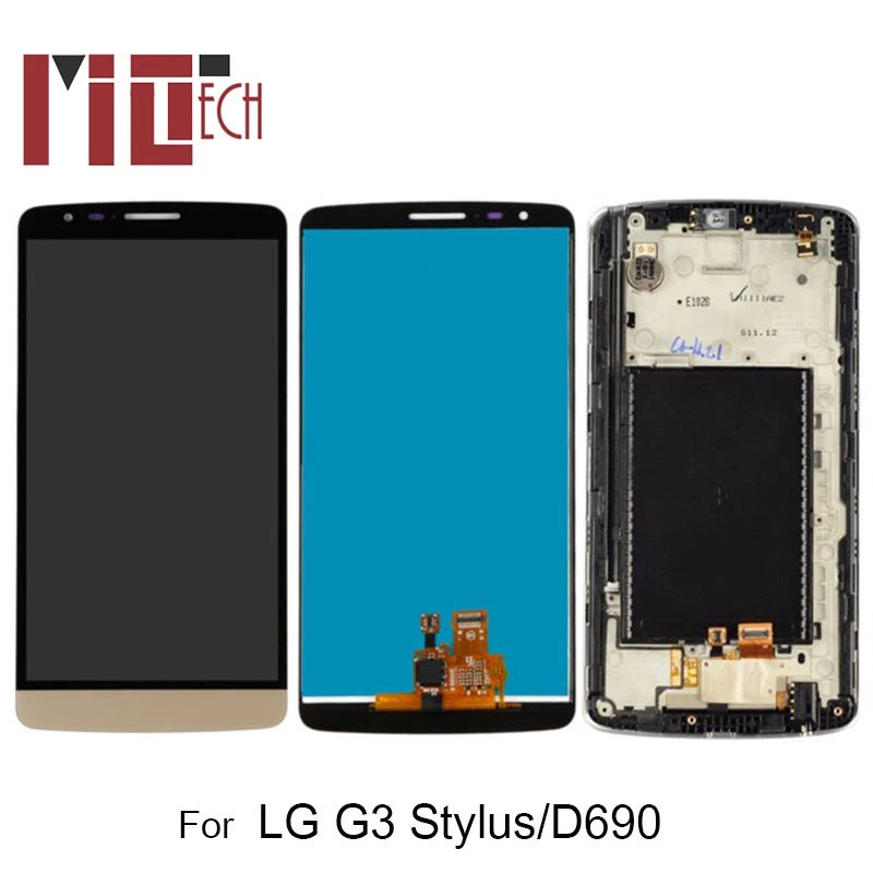 

LCD Display For LG G3 Stylus D690 D690N D693n D693 Touch Screen Digitizer Assembly Replacement Black White Gold with Frame 5.5