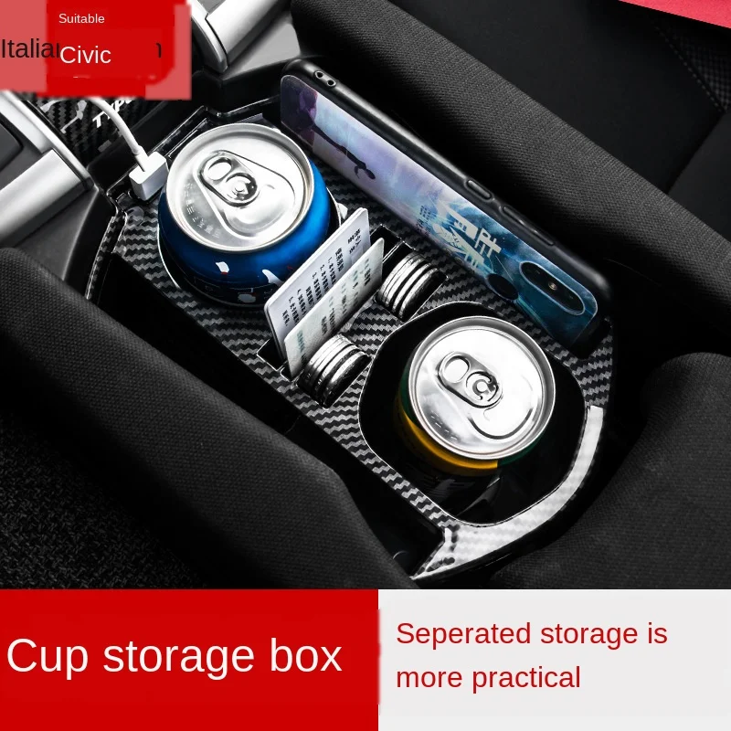 

Ten generation Civic central control water cup holder storage box double USB storage box water cup slot hatchback interior modif