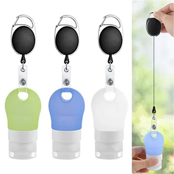 

3pc Portable Silicone Travel Hand Sanitizer Dispensing Set Hand Sanitizer Bottles Pumps Disinfectant with Stretchable Lanyard