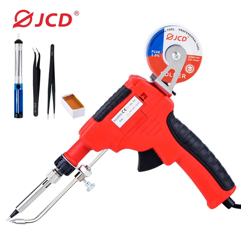 JCD Electric Soldering Iron 110V/220V 60W US/EU Plug Hand-Held Internal Heating Automatically Send Tin Gun Welding Repair Tools 110v 220v hand held internal 60w heating soldering iron automatically send tin gun soldering welding repair tool us eu plug