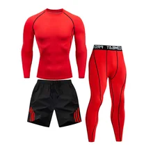 Мужские спортивные костюмы компрессионный Рашгард мужские быстросохнущие беговые наборы Одежда Бегунов тренировки Спорт Фитнес Спортивные костюмы из 3 предметов Спорт