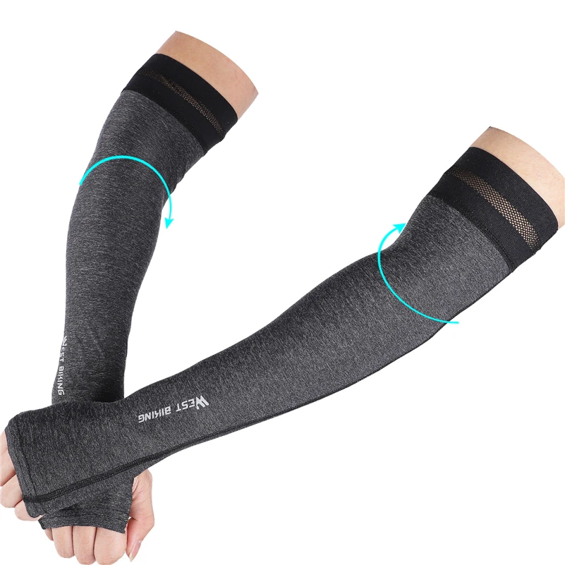 WEST BIKING Arm Sleeves Cycling Arm Wear Summer Running Basketball UV Protection Bands Ice Silk Fabric Outdoor Sport Sleeves 2