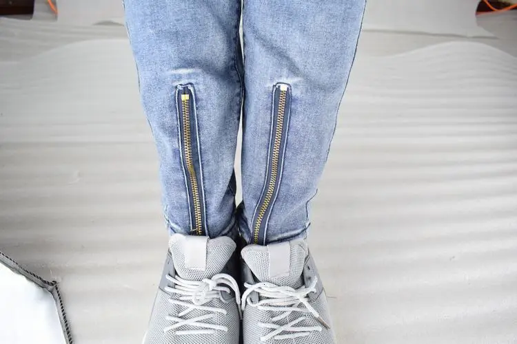 Moomphya 2018 новые мужские синие джинсы Slim Fit Хип-хоп джинсы для мужчин узкие байкерские джинсы потертые рваные джинсы на молнии