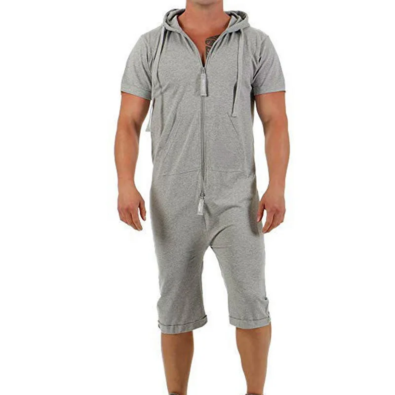 

LASPERAL 2020 Short Sleeve Hiphop Jumpsuits Tracksuit Men Solid Overalls Shorts Coveralls Hombre Rompers Overalls