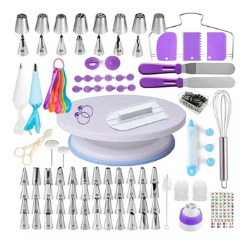 

137pcs/set Cake Turntable Fondant Smoother Scrapers Baking Supplies Pastry Tube Baking Dishes Pastry Baking Tray