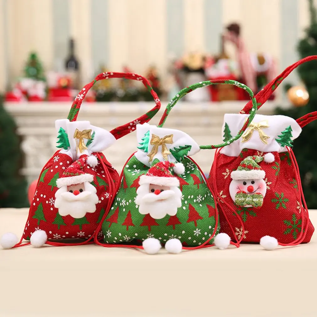 Милый Рождественский подарок сумки конфеты мешок Санта Клаус Снеговик дизайн Рождественская елка вешалки Детский Рождественский подарок конфеты сумки