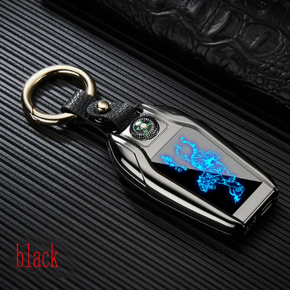 USB Зажигалка светодиодный экран компас Ключ Пряжка