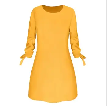 

Spring Women's Casual Solid Color Dress Fashion Neck Loose Strap Wrist Sleeve O-Neck Clubwear Party Mini Dress A-Line Dress