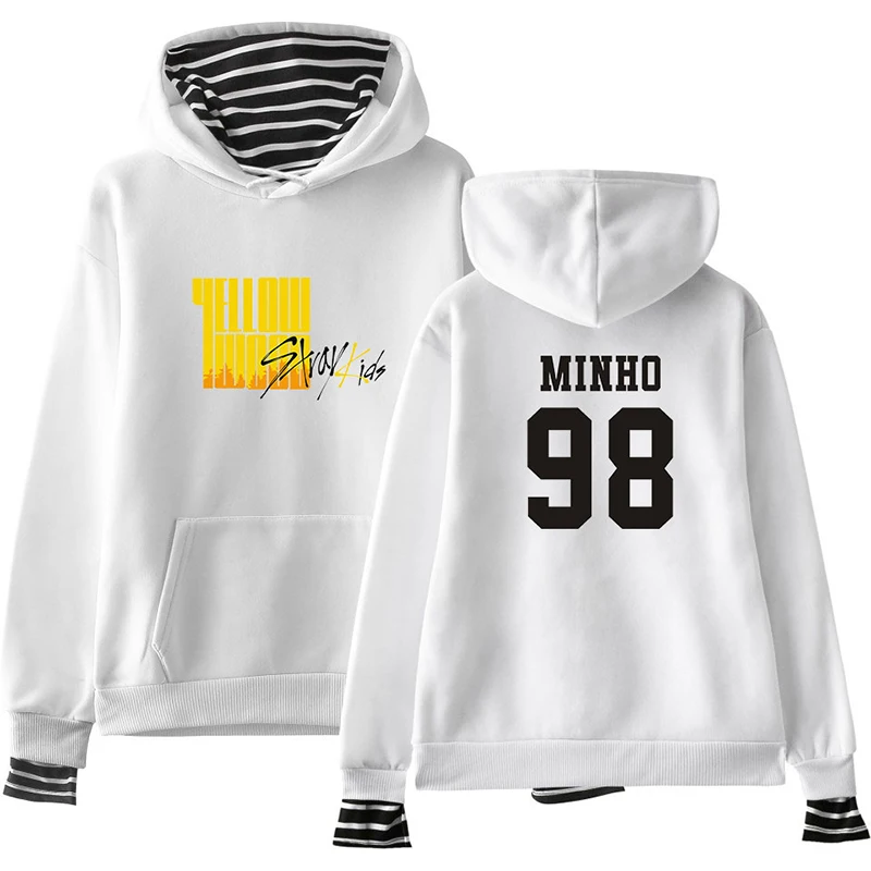 KPOP Stray Kids, альбом, желтая древесина, повседневная, поддельная, двухсекционная толстовка с капюшоном, Свободный пуловер, Прямая поставка