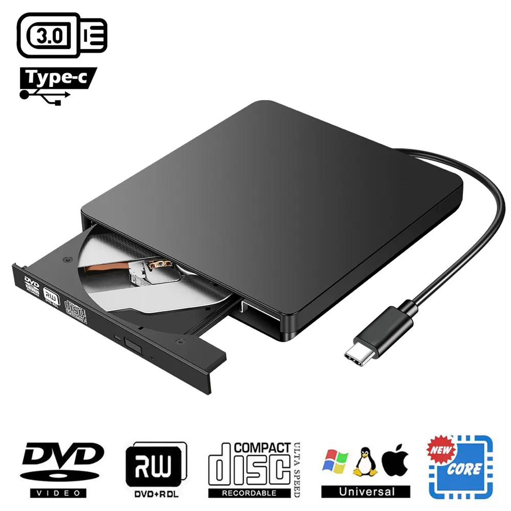 YiYaYo Тип C USB внешний DVD привод Оптический привод DVD RW горелка Писатель CD rom плеер для ноутбука/рабочего стола Windows MAC OS - Цвет: Tray  Type DVD Drive