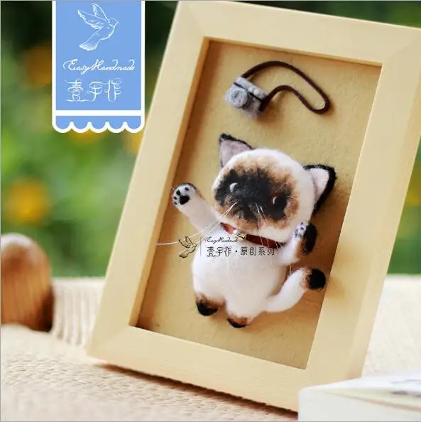 B Кошачья фоторамка, шерсть, набор для рукоделия, шерсть, войлок, игла для валяния, брелок, ремесло, needlecture, сделай сам, ручная работа - Цвет: B