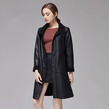 

Women jacket Slim winter coat Plus velvet Thicken Pu Coats & Jackets Women NJ060