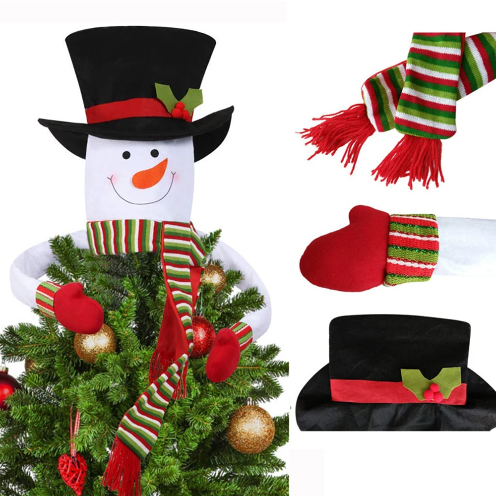 

Christmas Tree Topper Lovely Ornament Cute Decoration Treetop Snowman Hugger for Winter Party Xmas