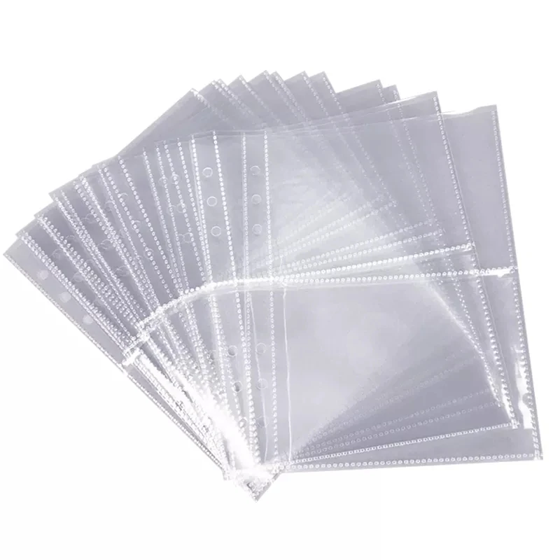 SKYSONIC 10pcs A5 A6 PP/PVC 바인더 슬리브 보관용 엽서 가방 앨범 도서 시트 노트 리필 페이지 학교 문구