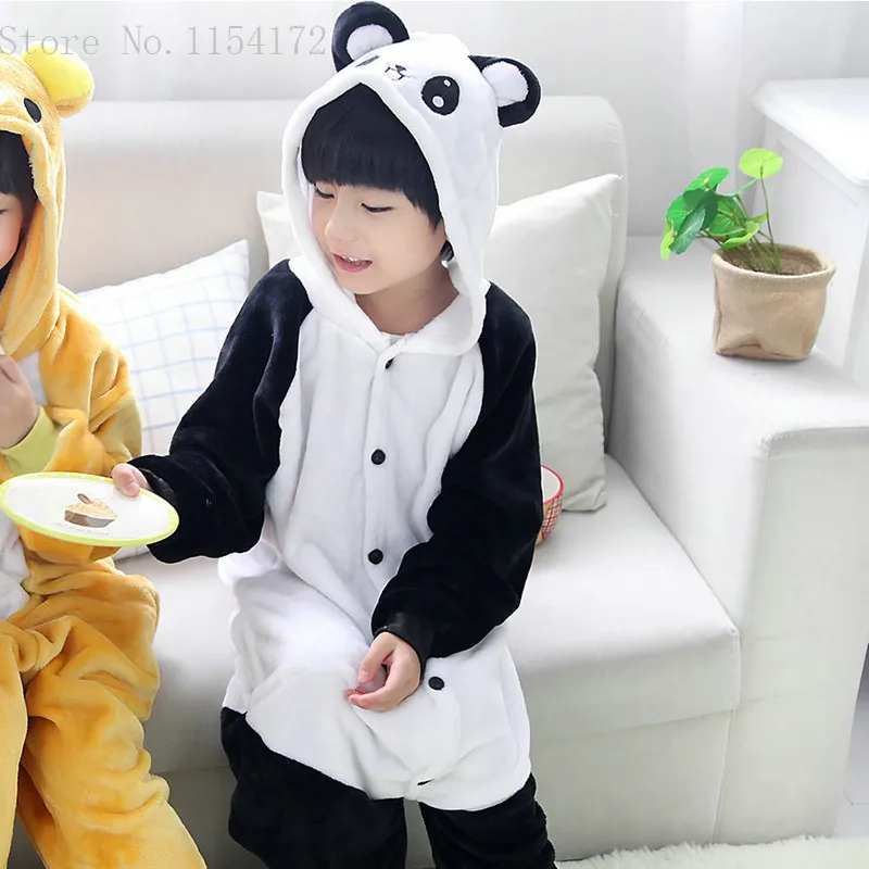 Kigurumi ползунки панда пижамы с рисунками животных из мультфильмов детские для