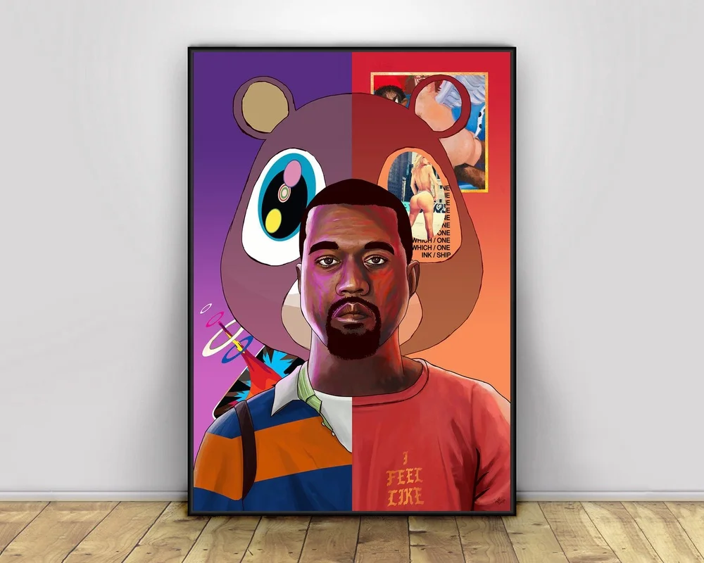 Художественный постер Kanye West Art в стиле хип-хоп музыкальный певец печать на холсте