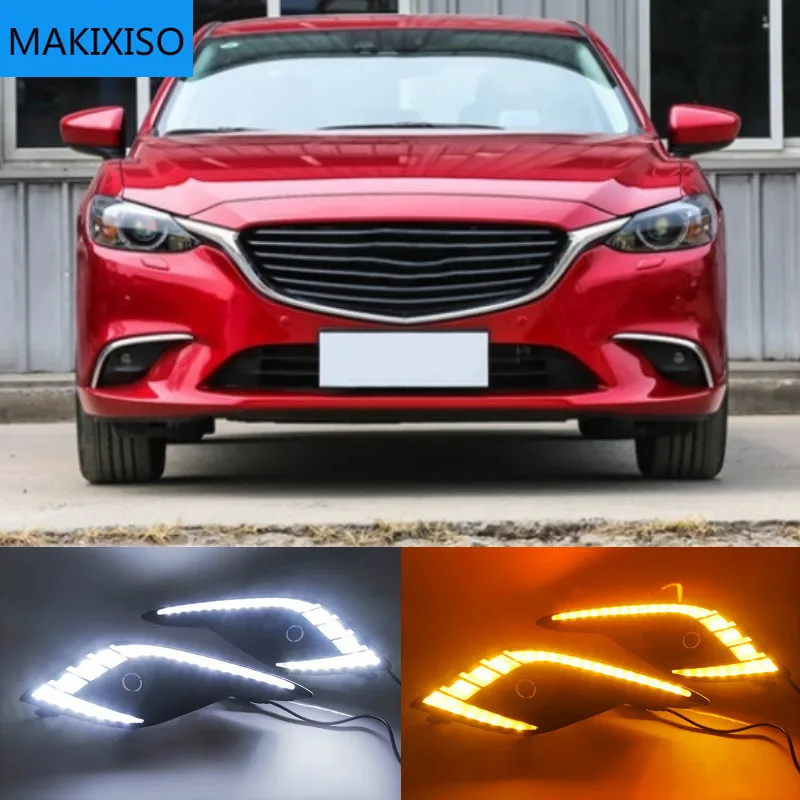 

For Mazda 6 Atenza 2016 2017 2018 Daytime Running Light LED DRL fog lamp Driving lights Yellow Turn Signal Lamp
