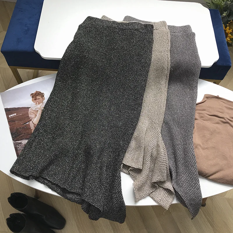 

Korean-style Slimming Solid Color Skirt Simple Elegant Irregular Medium-length Dress-Style New Style Casual Western Style 1.28