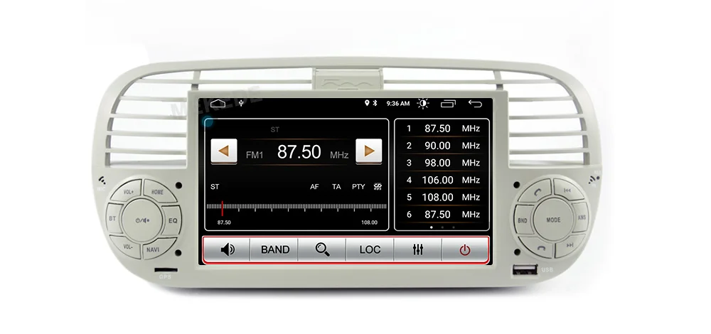 Top 2G RAM Android 9.0 Car DVD Player Multimedia For FIAT 500 GPS Navigation Audio 4G Wifi DAB+BT TPMS 16