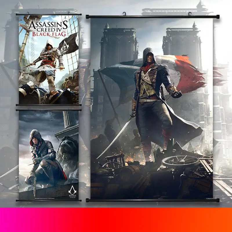 Assassins Creed Звездные войны моя геройская Академия свиток картина аниме настенные