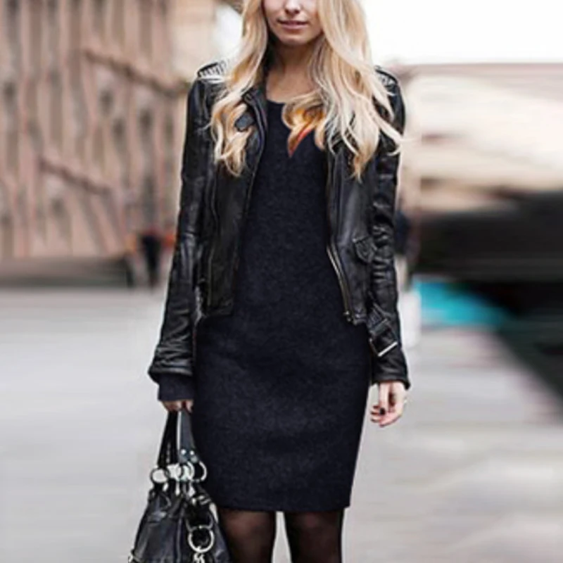 

Autumn Winter Ladies Velvet Dress Round Neck Long Sleeve Knitted Sweater Mini Dress Warm Commute Slim Fit Clothes