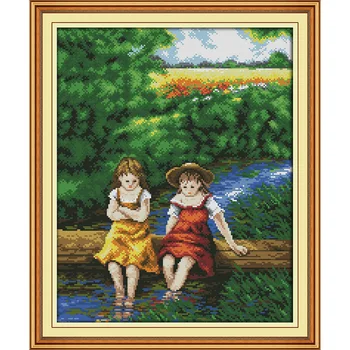 

Joy Sunday Childhood friend Chinese cross stitch kits Ecological cotton clear printed 11CT DIY gift wedding decoration for home
