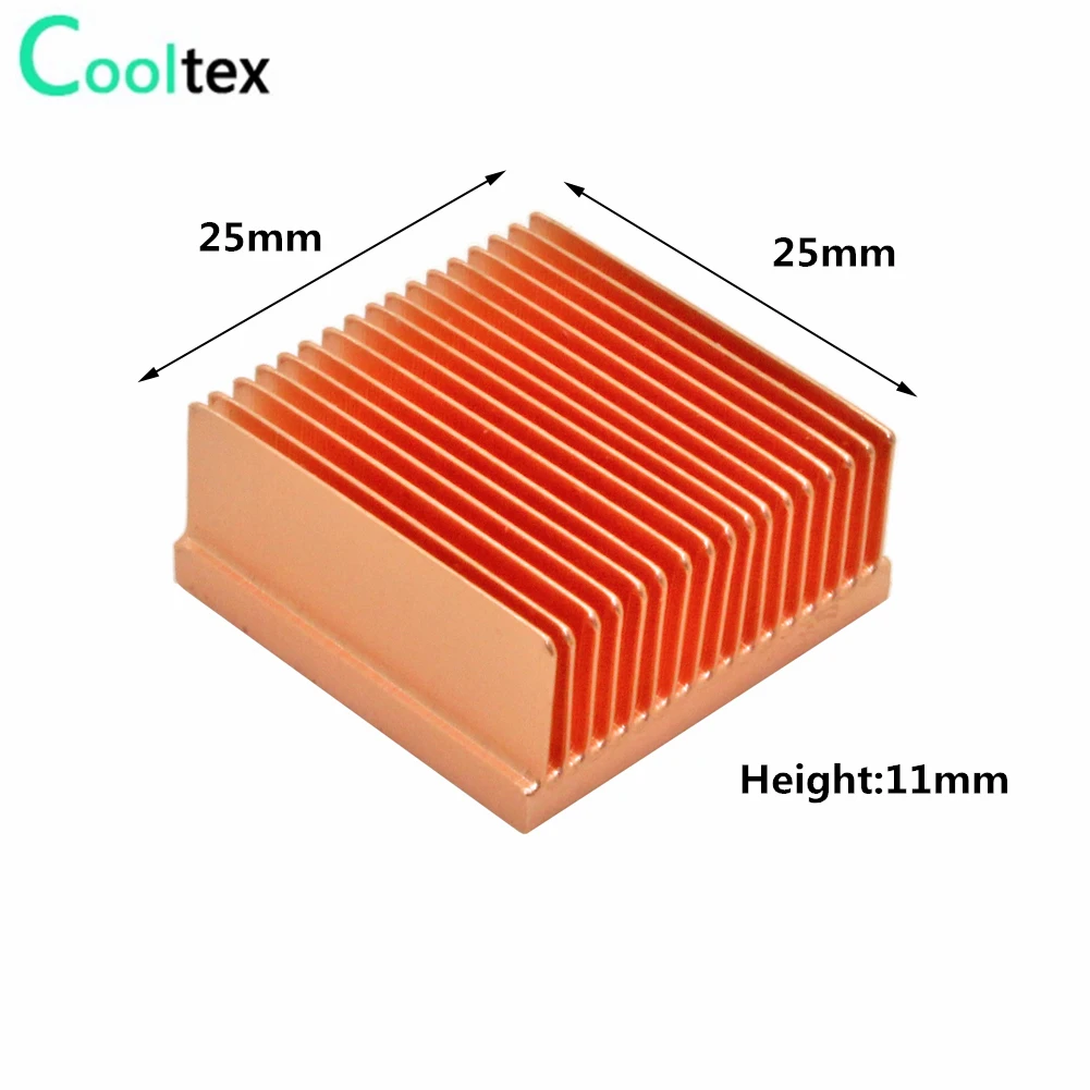 0.98x0.98x0.28 inches for Electronic Chip Cooling Pure Copper Heatsink 25x25x7mm 
