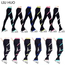 Брюки для фигурного катания женские девочки ледяные колготки для фигурного катания низ розовый красный синий светильник Розовый Высокая эластичность