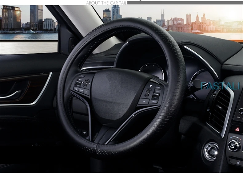Для Honda FIT JAZZ- кожаный чехол на руль четыре сезона универсальный кожаный чехол на руль Нескользящие автомобильные запчасти