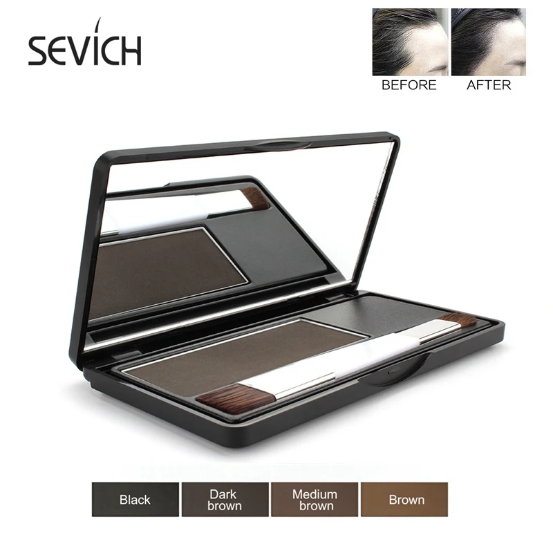 Sevich-Polvo de sombra de línea de pelo 8g, polvo de sombra de línea de pelo, 4 colores, resistente al agua, Control de bordes, polvos con pincel
