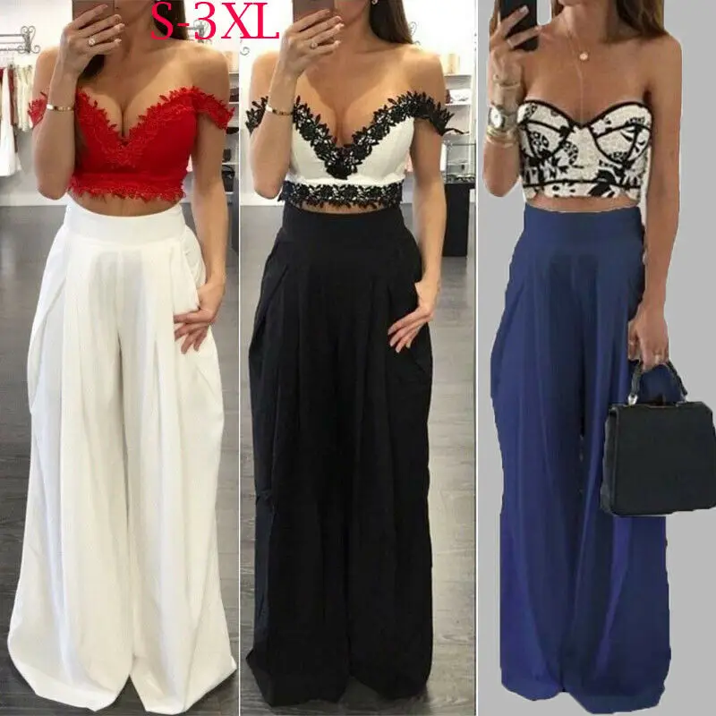 

New 2019 Korean Style Women Wide Leg Pants Loose High Waist Solid Pants Office Lady Vertical Soft Ruffles Pant Trousers Femme