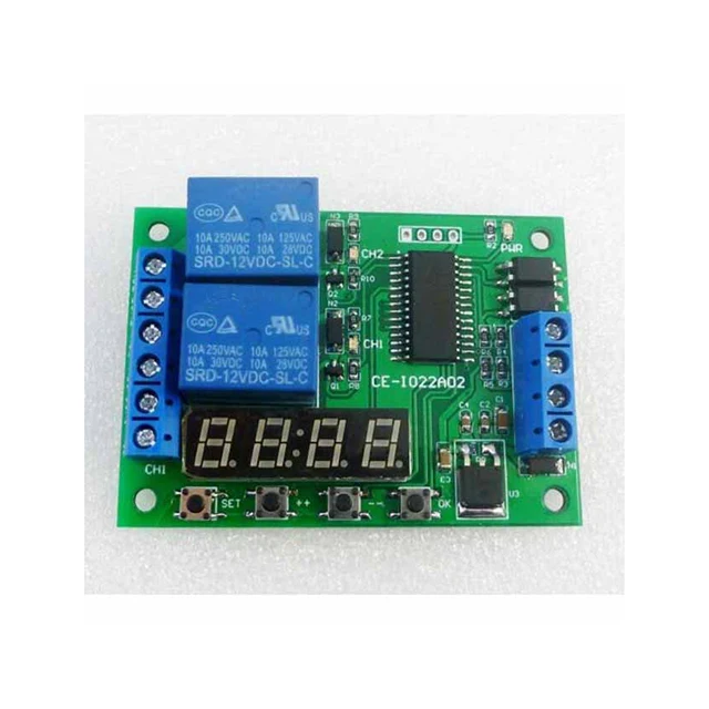 

A15-- CE-IO22A02 12V 2 channel multi-function delay relay Adjustable timer Digital tube timer switch