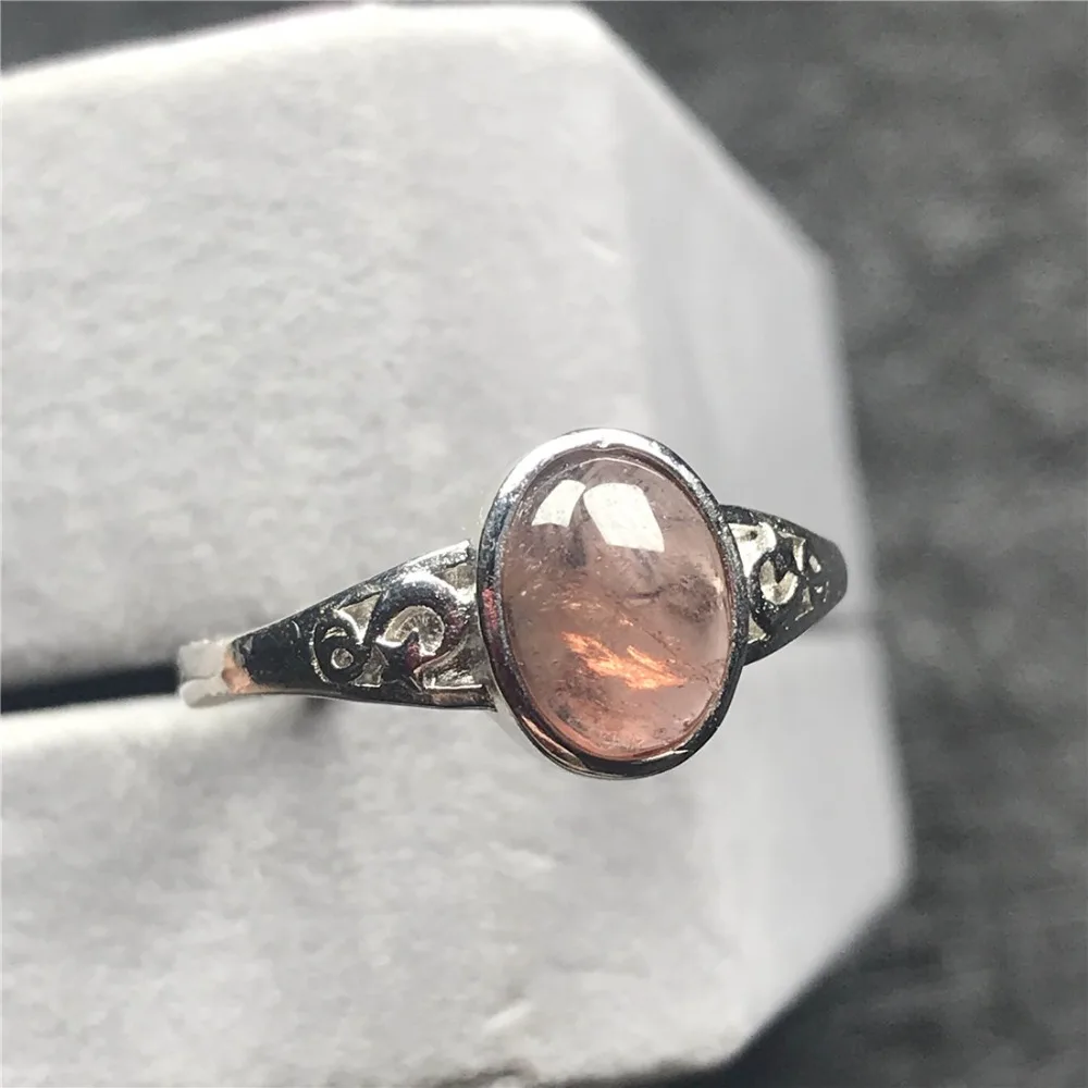Натуральное розовое турмалиновое кварцевое кольцо, ювелирное изделие для женщин, леди, Кристалл 10x8 мм, овальные бусины, Серебряный подарок, регулируемое кольцо на палец AAAAA