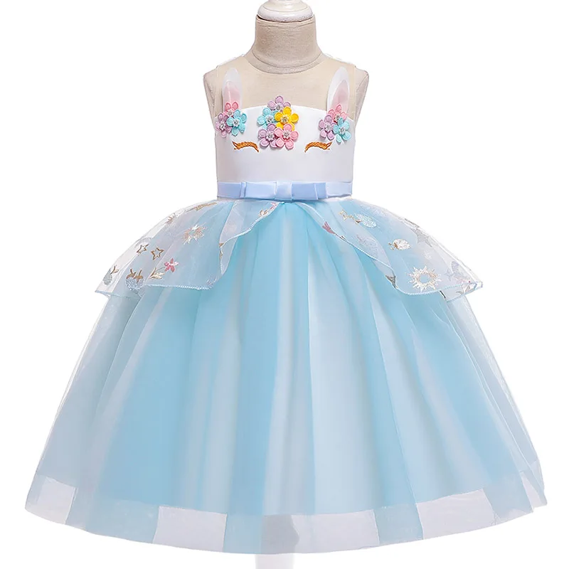 Коллекция 2019 года, бесплатная доставка, платье с единорогом Детские платья для девочек, костюм платье принцессы со звездами Вечерние