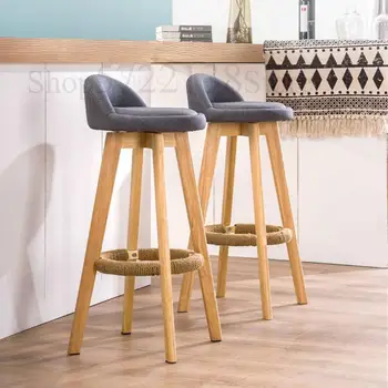 

Bar stool solid wood high stool modern minimalist bar table and chair back bar chair leisure chair front bar stool