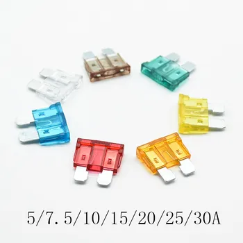 

20pcs 5A 7.5A 10A 15A 20A 25 30A AMP Blade Fuse Zinc Alloy and Plastic Material Set For Auto Car Truck 19*19mm Mini Safety fuse
