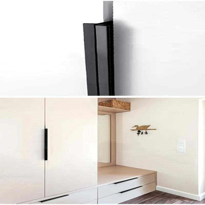 Черный серебристый золотой скрытый Шкаф Тянет алюминиевый сплав кухонный шкаф ручки ящика Мебельная ручка фурнитура для спальни